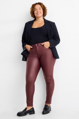 Stoffhose - High Waist - Skinny Fit - Lederimitat