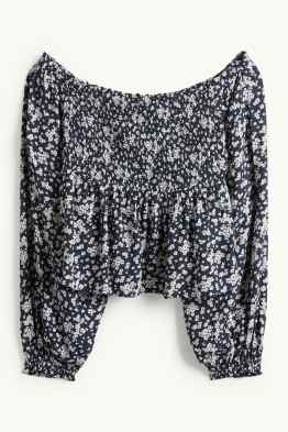 Crop Bluse - gesmokt