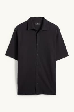 Camicia - regular fit - collo all'italiana - tessuto tramato