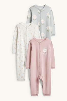 Set van 3 - bloemetjes - babypyjama