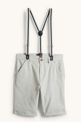 Bermudas avec bretelles et teneur en lin