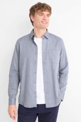 Shirt - regular fit - kent collar - textured