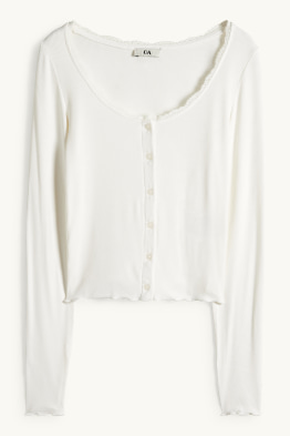 Crop Langarmshirt - Regular Fit - gerippt