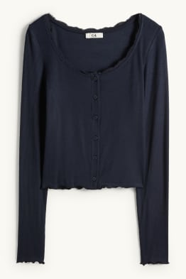 Crop Langarmshirt - Regular Fit - gerippt