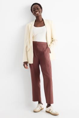 Business-Hose - Mid Waist - Regular Fit - Leinen-Mix