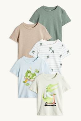 Multipack 5er - Frosch und Krokodil - Kurzarmshirt