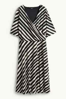 Kleid mit V-Ausschnitt - Straight Fit - gestreift