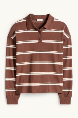 Langarm-Poloshirt - Regular Fit - gestreift