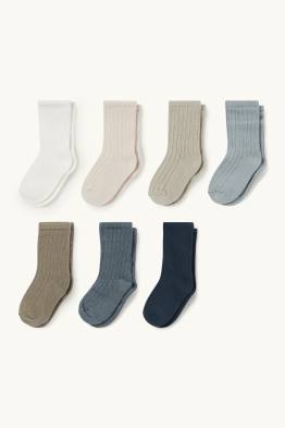 Lot de 7 paires - chaussettes bébé - finition côtelée