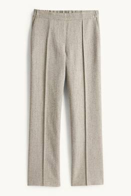 Business-Hose - Mid Waist - Straight Leg - gemustert