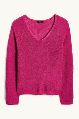 Pullover mit V-Ausschnitt - Glanz-Effekt