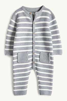 Knitted baby jumpsuit - striped