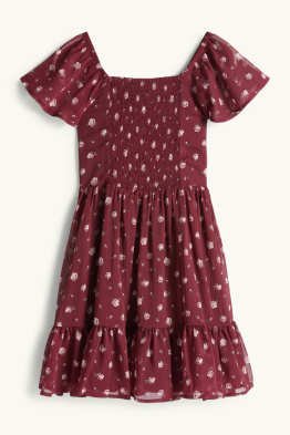 Robe de gaze -motif floral - smocké