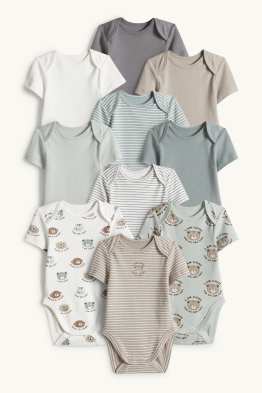 Lot de 10 - ourson, tigre et léopard - bodys bébé