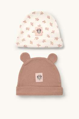 Lot de 2 - Minnie Mouse - bonnet pour bébé - finition côtelée