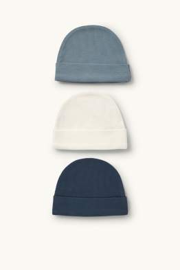 Wielopak, 3 szt.- czapka niemowlęca - w prążki