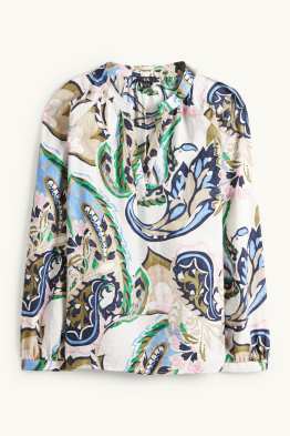 Bluse mit V-Ausschnitt - gemustert