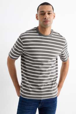 T-shirt - relaxed fit - à rayures - finition texturée