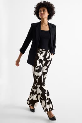 Stoffhose - Mid Waist - Straight Fit - geblümt