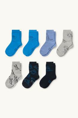 Lot de 7 paires - dinosaures - chaussettes à motif