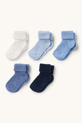 Confezione da 5 - calze antiscivolo per neonati - a coste