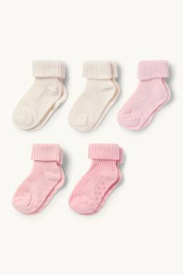 Set van 5 paar - antislipsokken voor baby’s - geribd