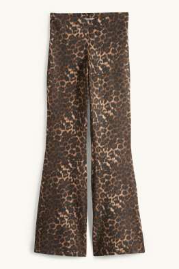 Flared leggings - ribbed - leopard print