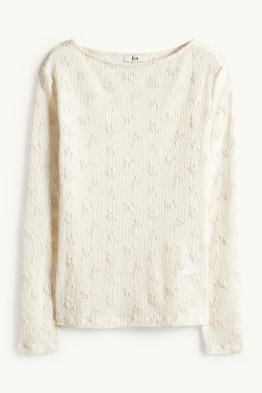 Langarmshirt - Slim Fit - gerippt - strukturiert