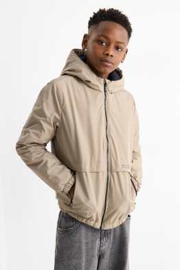 Jacket with hood - lined - textured