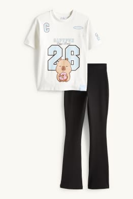 CapyFun - set - short sleeve T-shirt and flared leggings - 2 piece