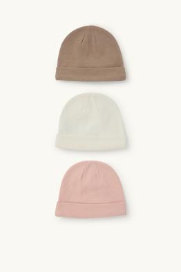 Wielopak, 3 szt.- czapka niemowlęca - w prążki