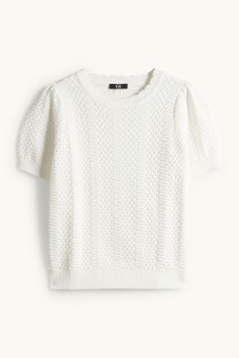 Strickpullover - kurzarm - strukturiert