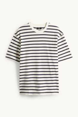 T-Shirt - Relaxed Fit - gestreift - strukturiert