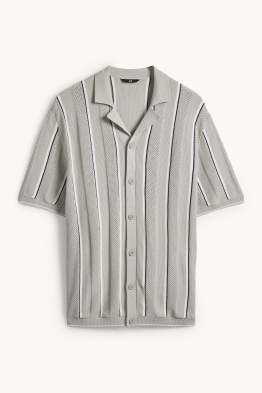 Chemise en maille - regular fit - col à revers - à rayures