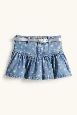 Heart - denim skirt with belt