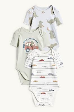 Lot de 3 - dinosaures et autos - bodys bébé