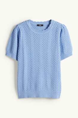 Strickpullover - kurzarm - strukturiert