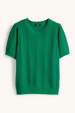 Strickpullover - kurzarm - strukturiert