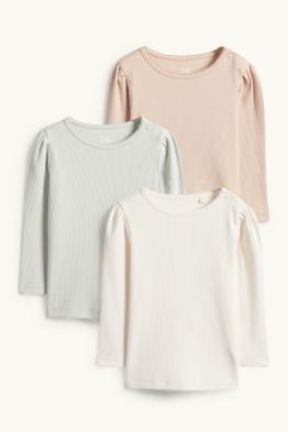 Wielopak, 3 szt. - niemowlęca koszulka z długim rękawem - w prążki