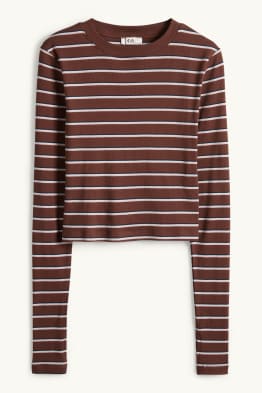 Langarmshirt - Slim Fit - gerippt - gestreift