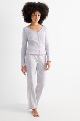 Pointelle-Pyjama - gemustert