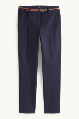 Cloth trousers with belt - mid-rise waist - tapered fit