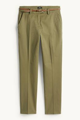 Cloth trousers with belt - mid-rise waist - tapered fit