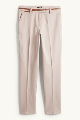 Cloth trousers with belt - mid-rise waist - tapered fit