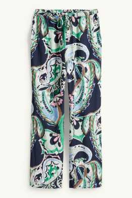 Pantalon - mid waist - wide leg - met patroon