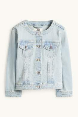 Jachetă din denim cu ștrasuri