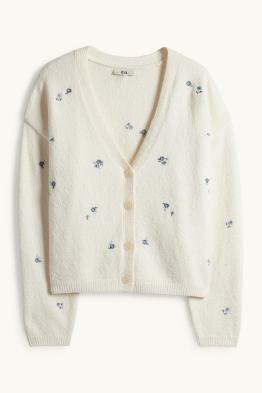 Gilet en maille - à fleurs