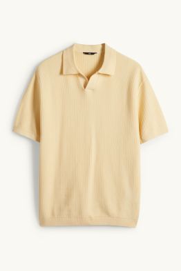 Koszulka polo z dzianiny - relaxed fit - z fakturą
