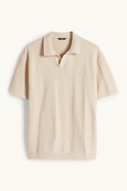 Gebreid poloshirt - relaxed fit - met structuur