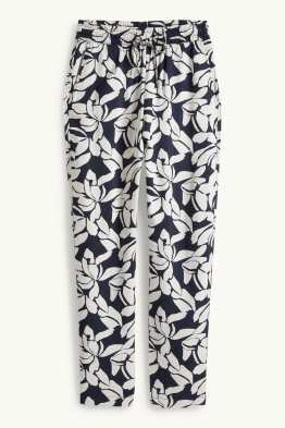 Stoffhose - High Waist - Tapered Fit - geblümt